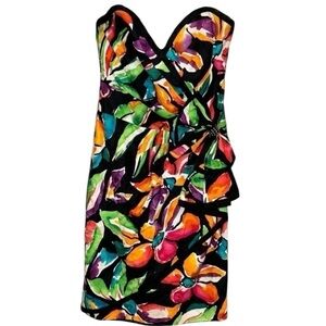 After Five by Julie Daroch Colorful Faux Wrap Rhinestone Bow Sweetheart Dress XS